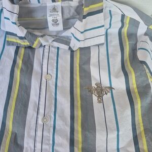 Disney White, Gray, and Yellow Striped Shirt